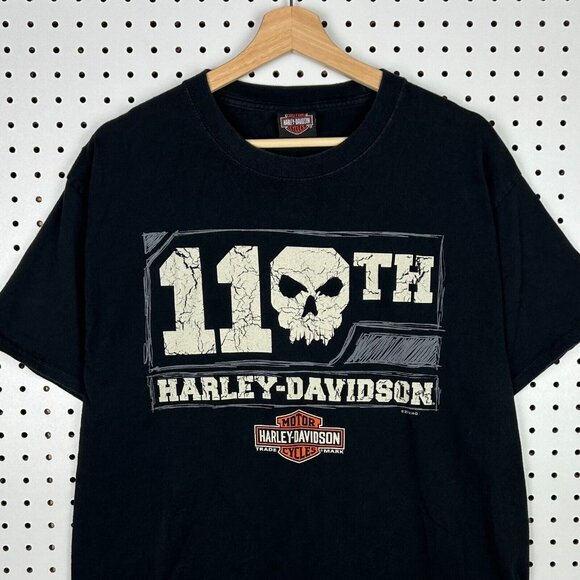 Harley Davidson Motorcycle Biker T Shirt Small Black 110th Anniversary‎ Uke's WI - Picture 1 of 6